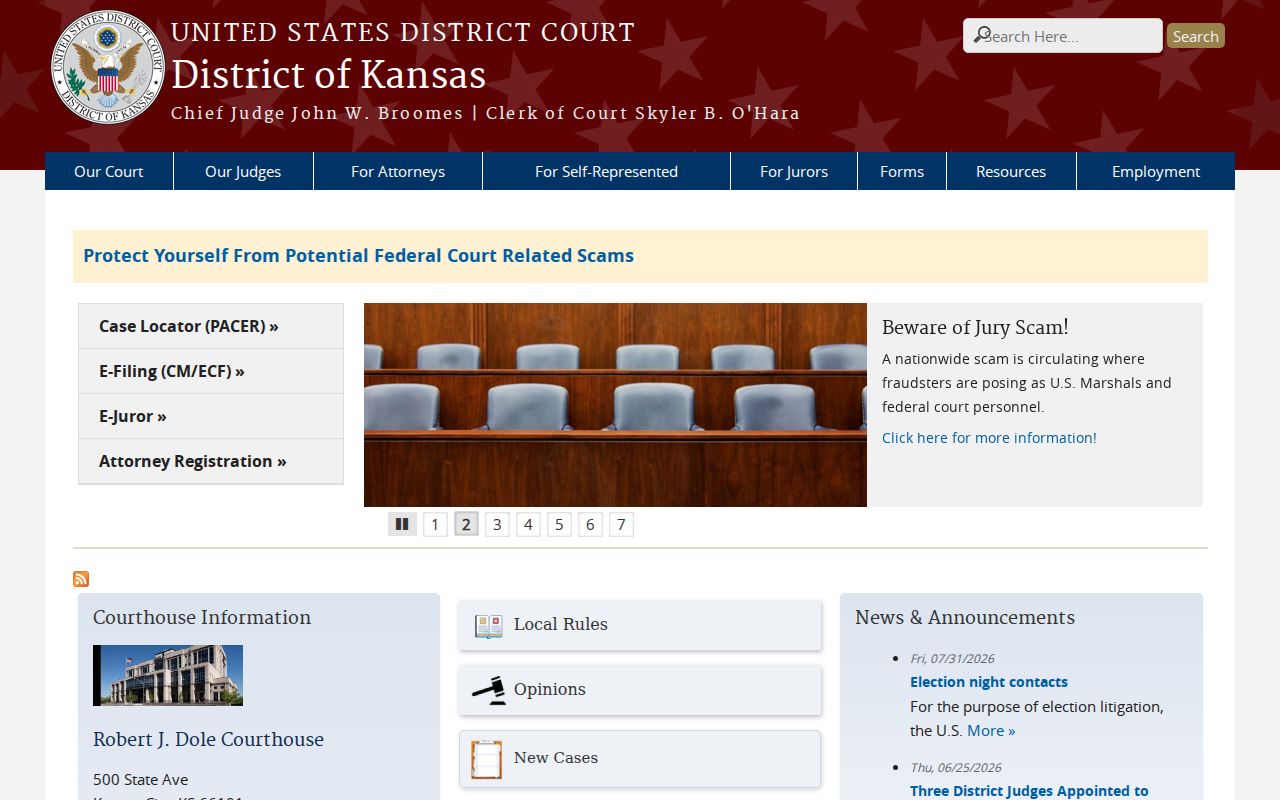 Official U.S. District Court for the District of Kansas website