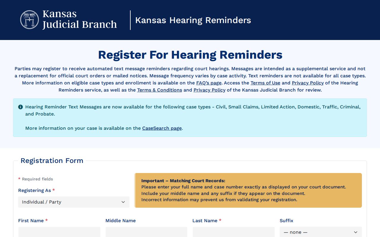 Ford County case lookup and Kansas hearing reminders