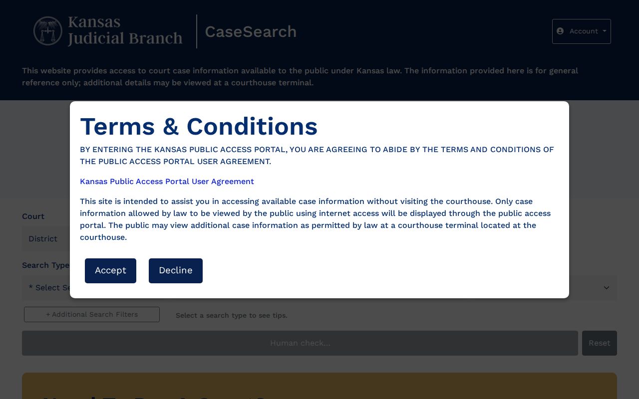 Ford County court dates in the inspected Kansas CaseSearch form
