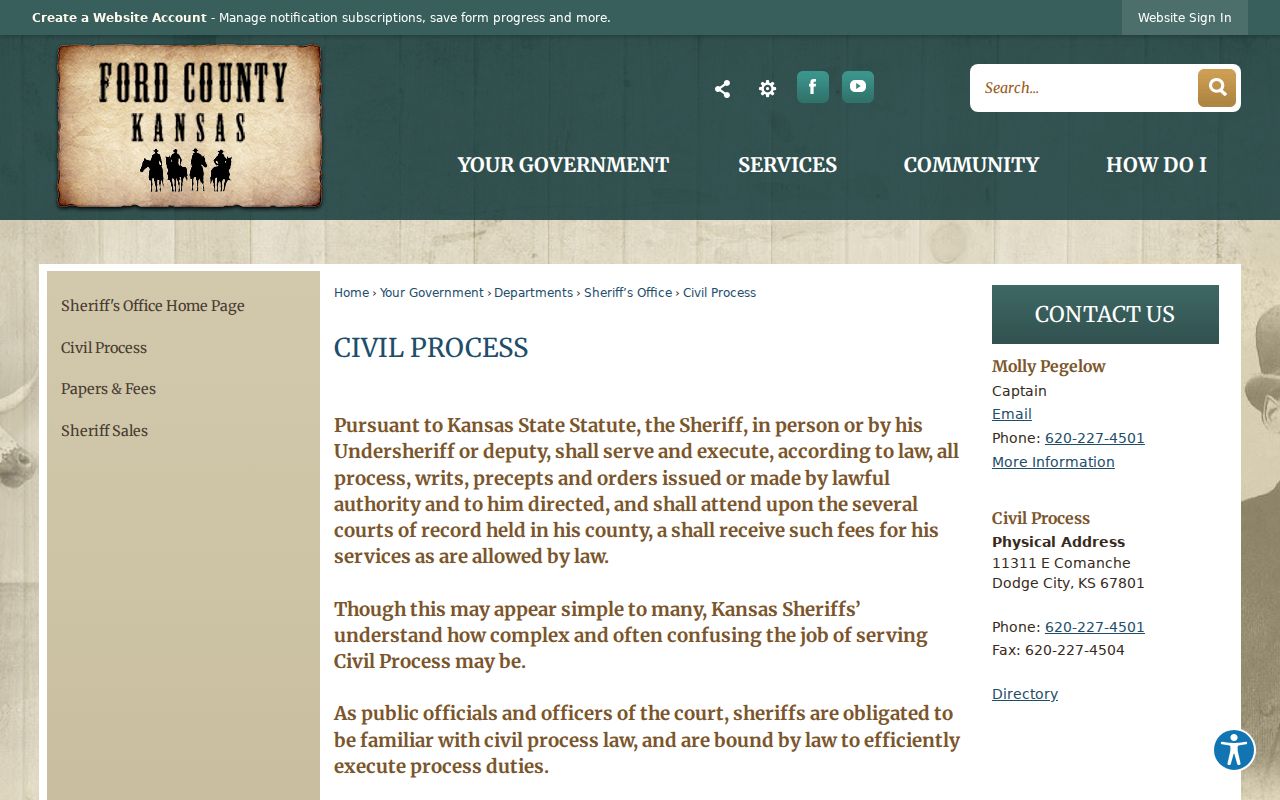 Ford County Sheriff civil process page