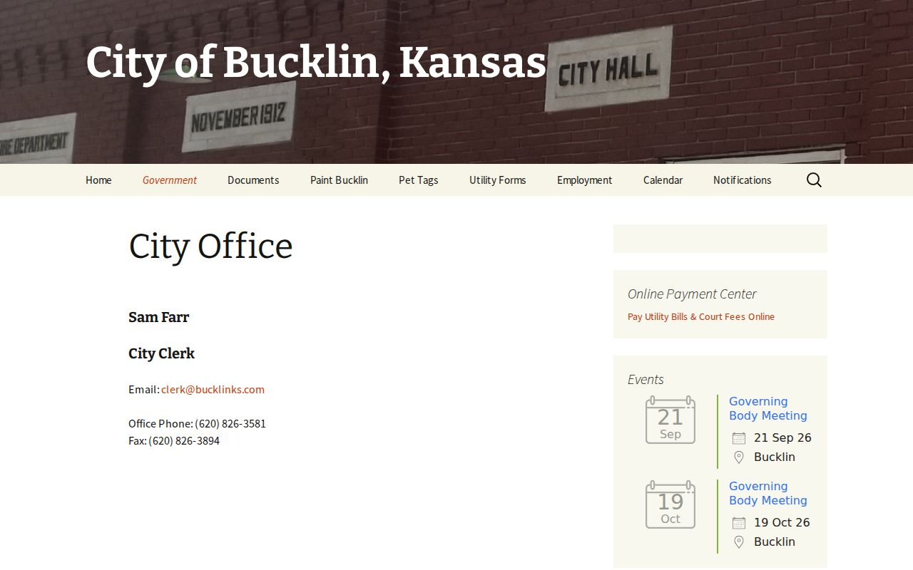 Bucklin City Office contact compared with Spearville City Hall
